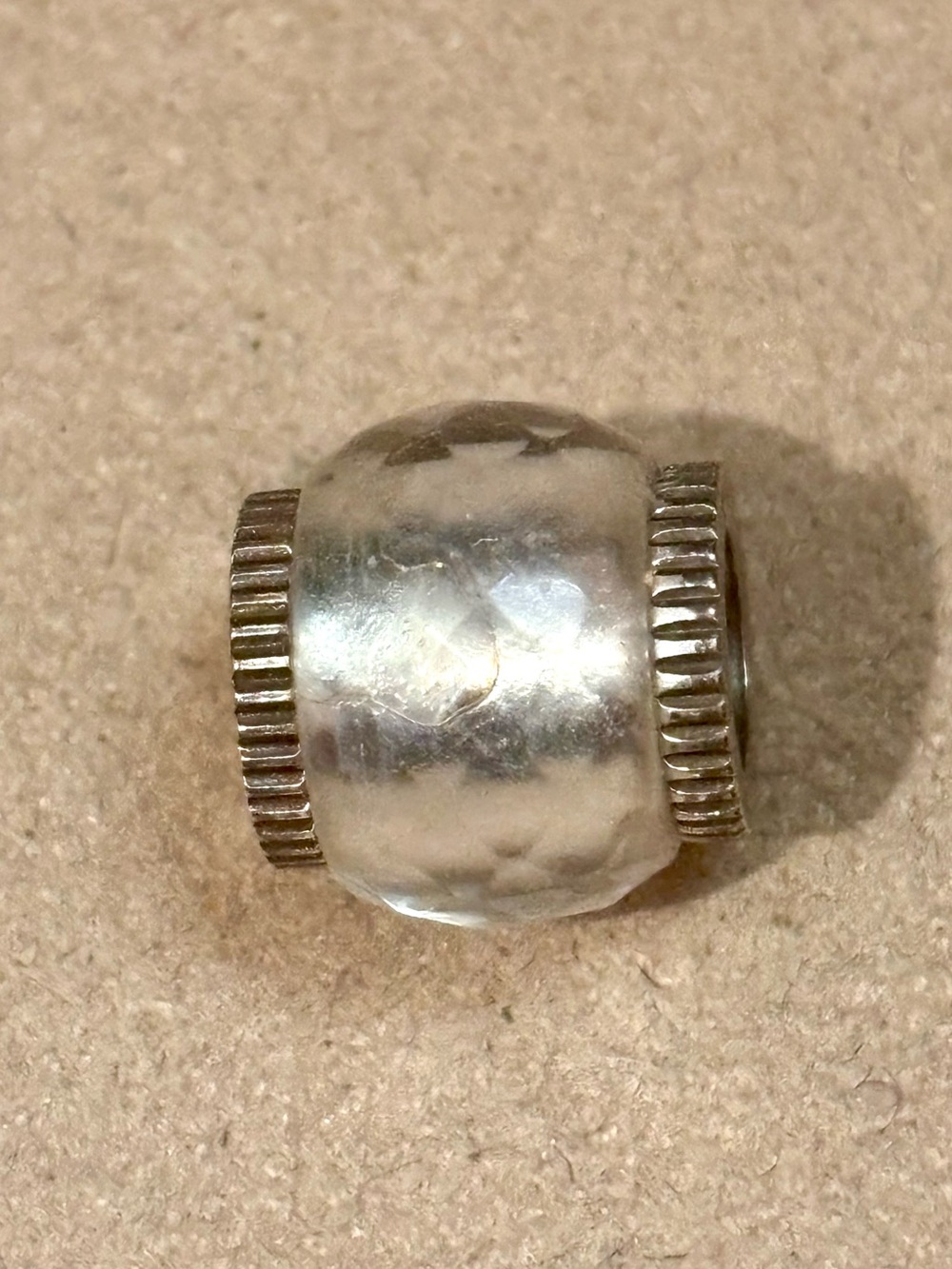 🆕Listing! Brighton Glass bead in white with translucent faceted surface Retired